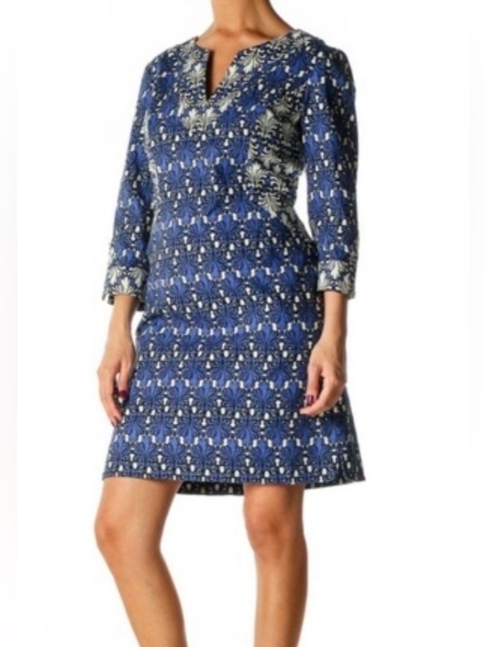 EUC Gorgeous Donna Morgan Blue and White Dress Size 16